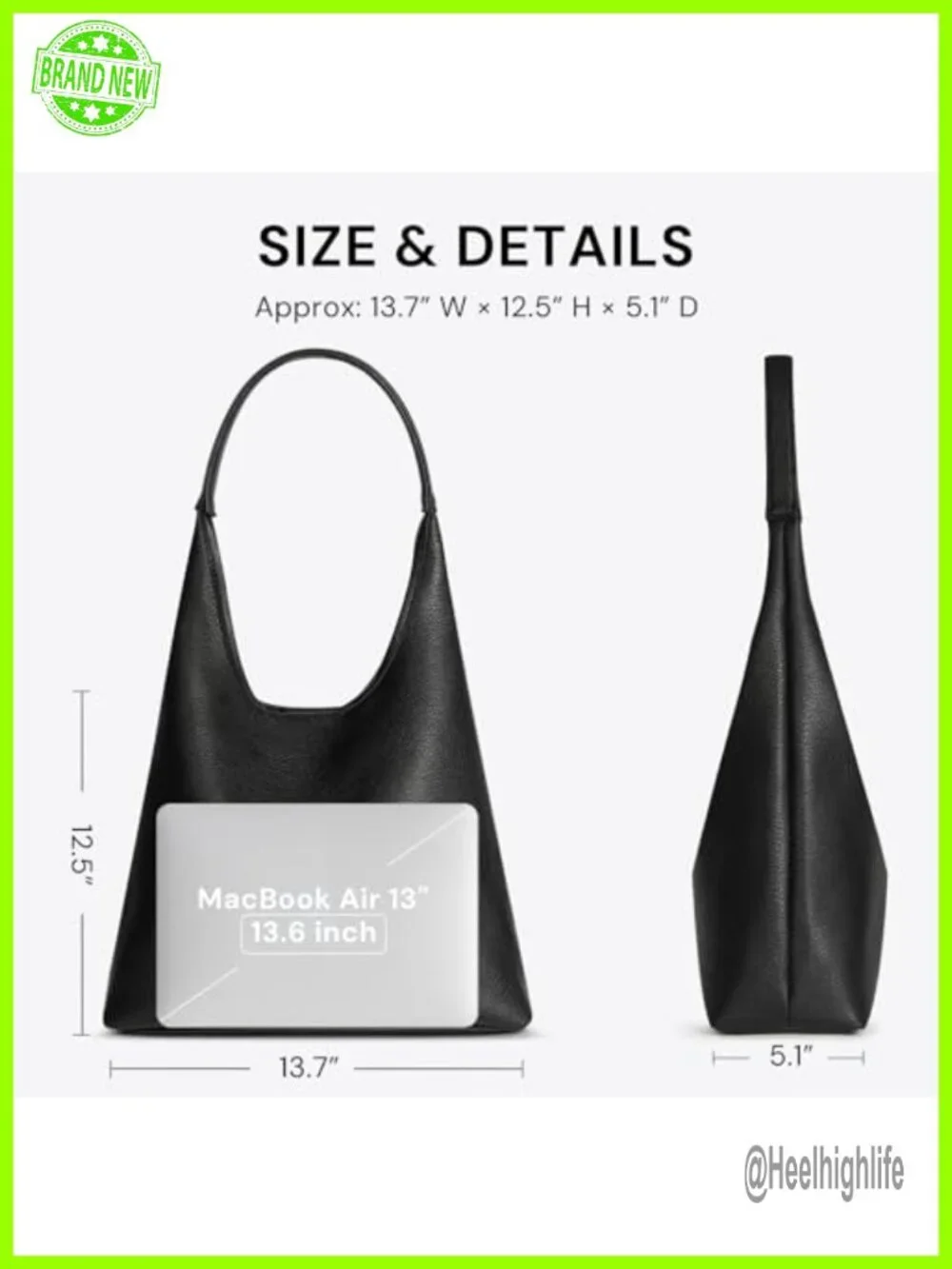 Slouchy Hobo Shoulder Bag Vegan Leather 2-Piece Purse Set Magnetic Closure